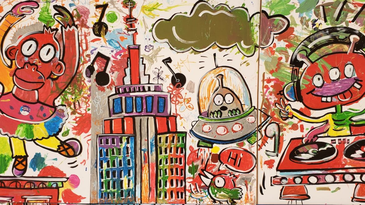 monkey ballerina on a mural