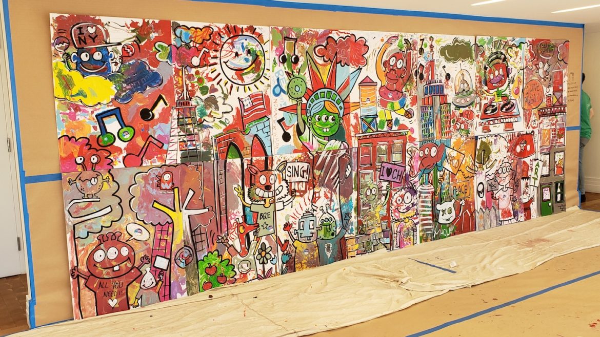 carnegie hall yes art painting wide shot