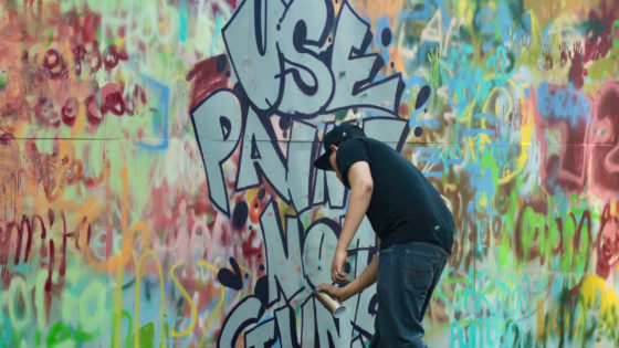 use paint not guns spray painting