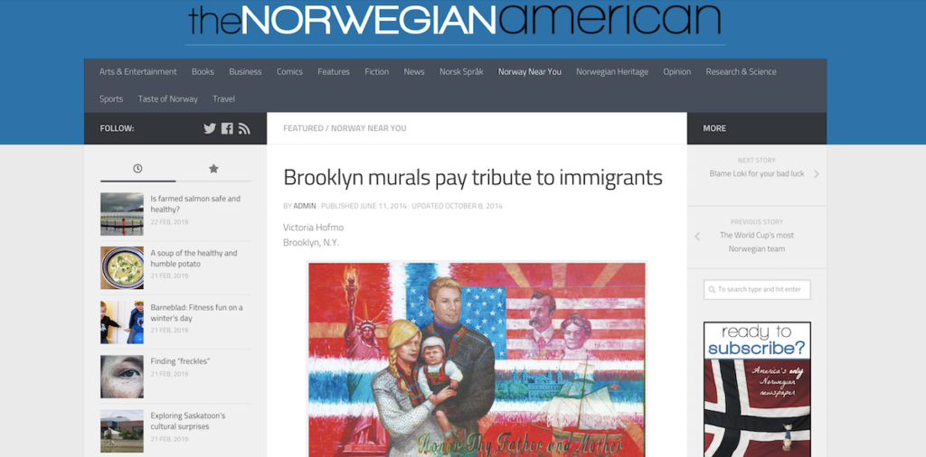 The Norwegian American showcasing Thrive's art