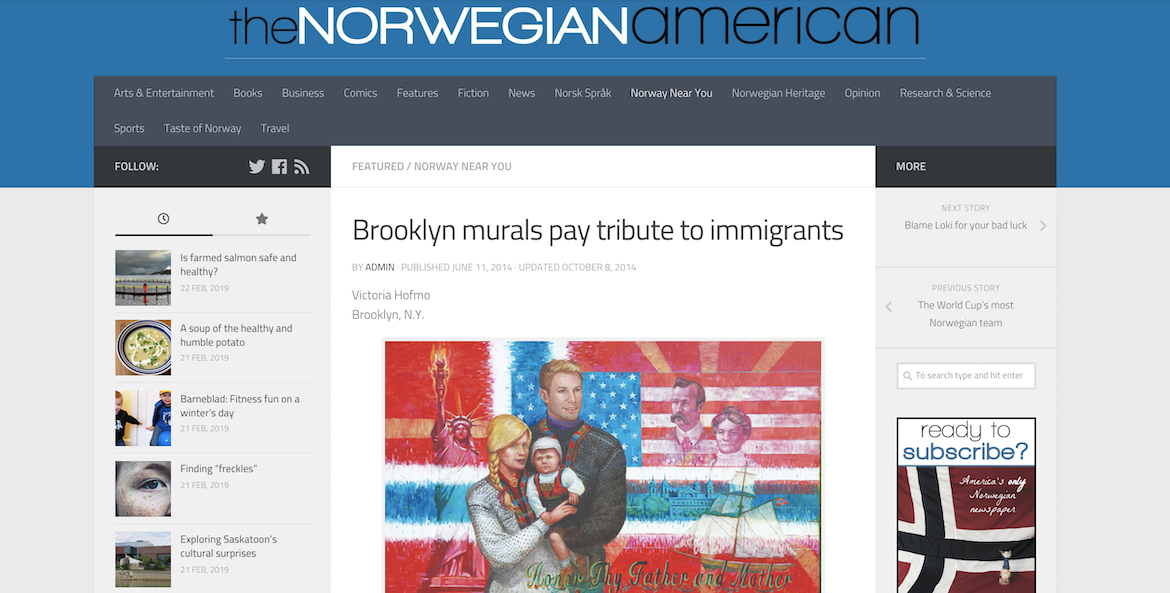 The Norwegian American showcasing Thrive's art