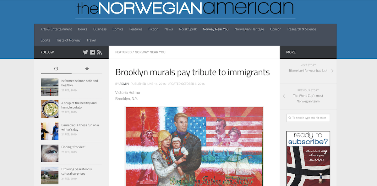 The Norwegian American showcasing Thrive's art