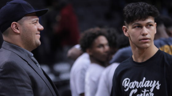Coach Damian with a Barclays Center staff member