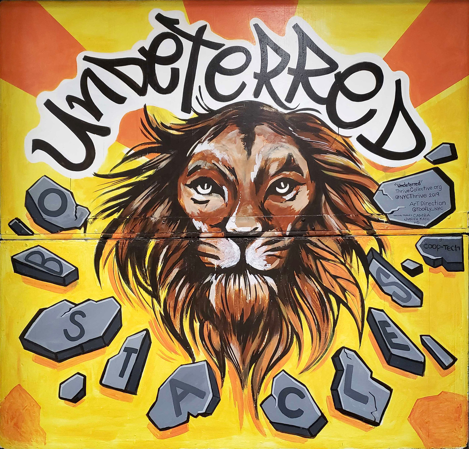 lion "undeterred" by "obstacles"